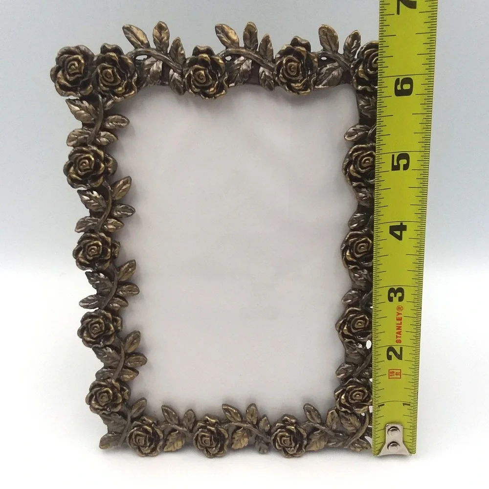 Rose‎ Floral Picture Frame Bronze Finish Photo Display Tabletop Decor 4.75x6.5